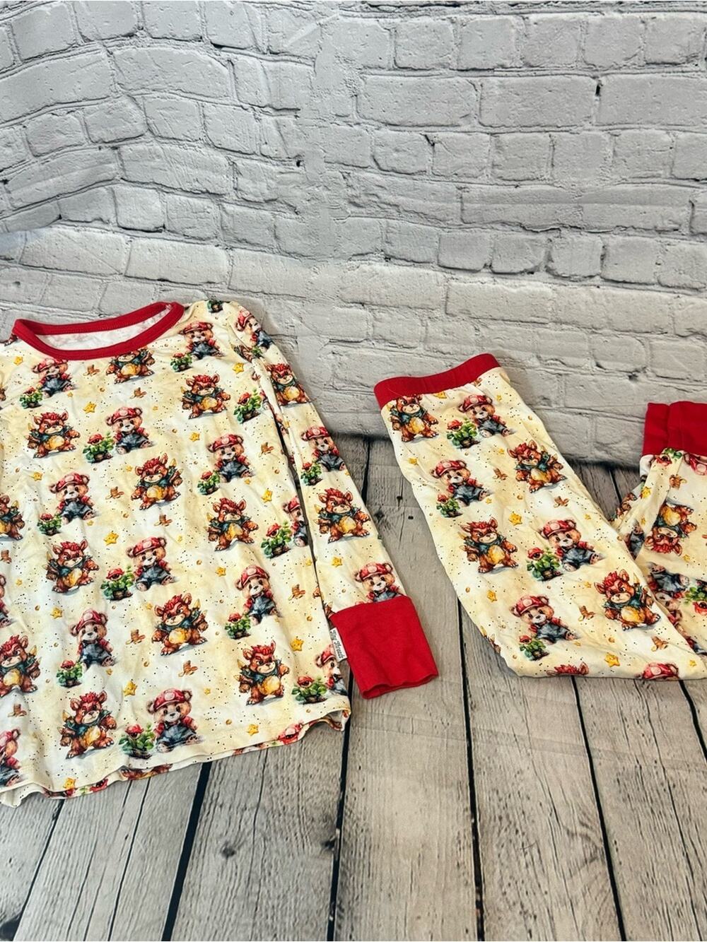 Tiny Threads Mario Inspired Teddy Bear Bamboo Pajama Set